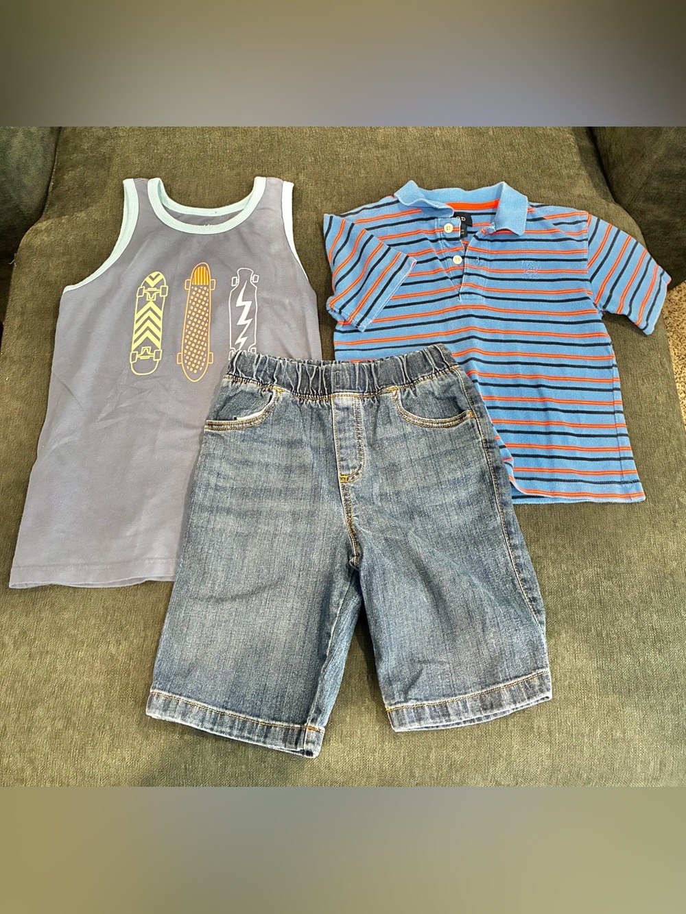 Boys Clothes Bundle Lot of 3 Striped Polo Skateboard Tank Denim Shorts Size 7